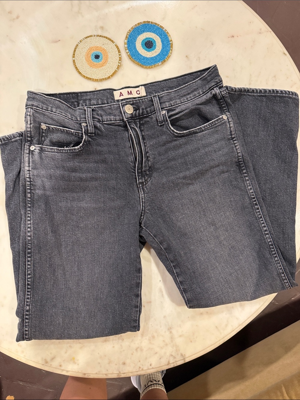 AMO Women's Charcoal Straight-Leg Jeans